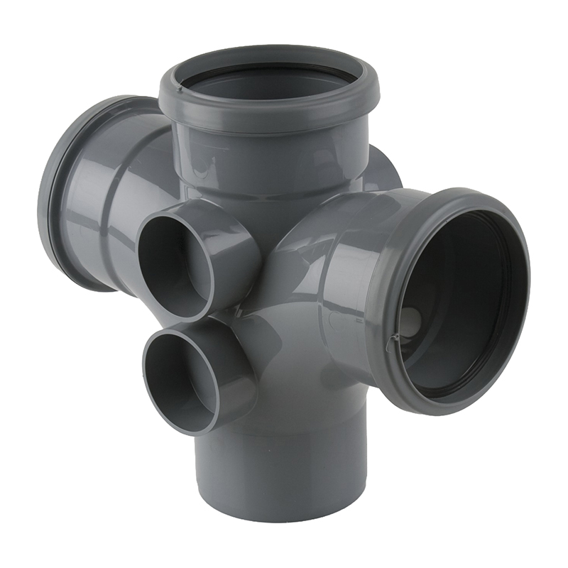 Brett Martin 110mm Soil Double Branch 92.5&deg; – Grey (Triple Socket)