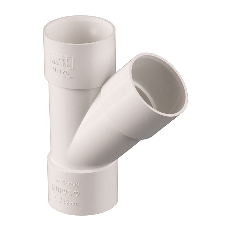 Brett Martin 40mm Solvent Waste Equal Tee Branch 45&deg; – White